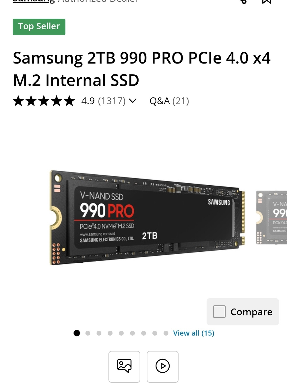 Samsung 990 PRO M.2 NVMe SSD - Black with Red Accents